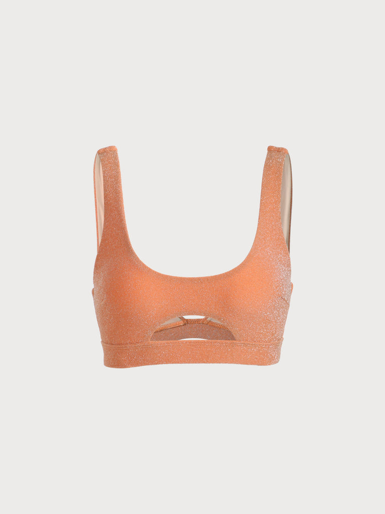 Lurex Cut Out Bikini Top Orange Sustainable Bikinis - BERLOOK