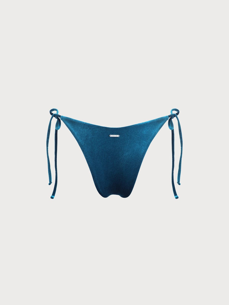 BERLOOK - Sustainable Bikini Bottoms _ Velvet Tie Side Bikini Bottom-Navy