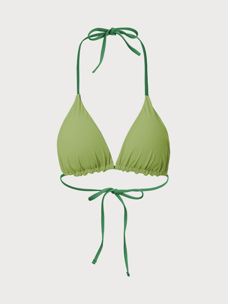 BERLOOK - Sustainable Bikini Tops _ Halter Reversible Bikini Top-Green