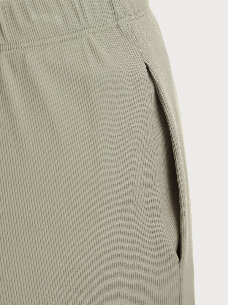 BERLOOK - Sustainable Bottoms _ Ribbed Pocket Cotton Straight Pants