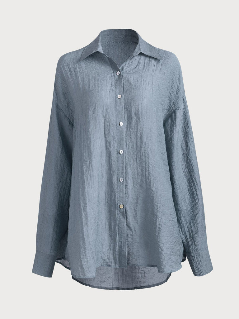 BERLOOK - Sustainable Cover-ups _ Blue / One Size Solid Button Cover-Up