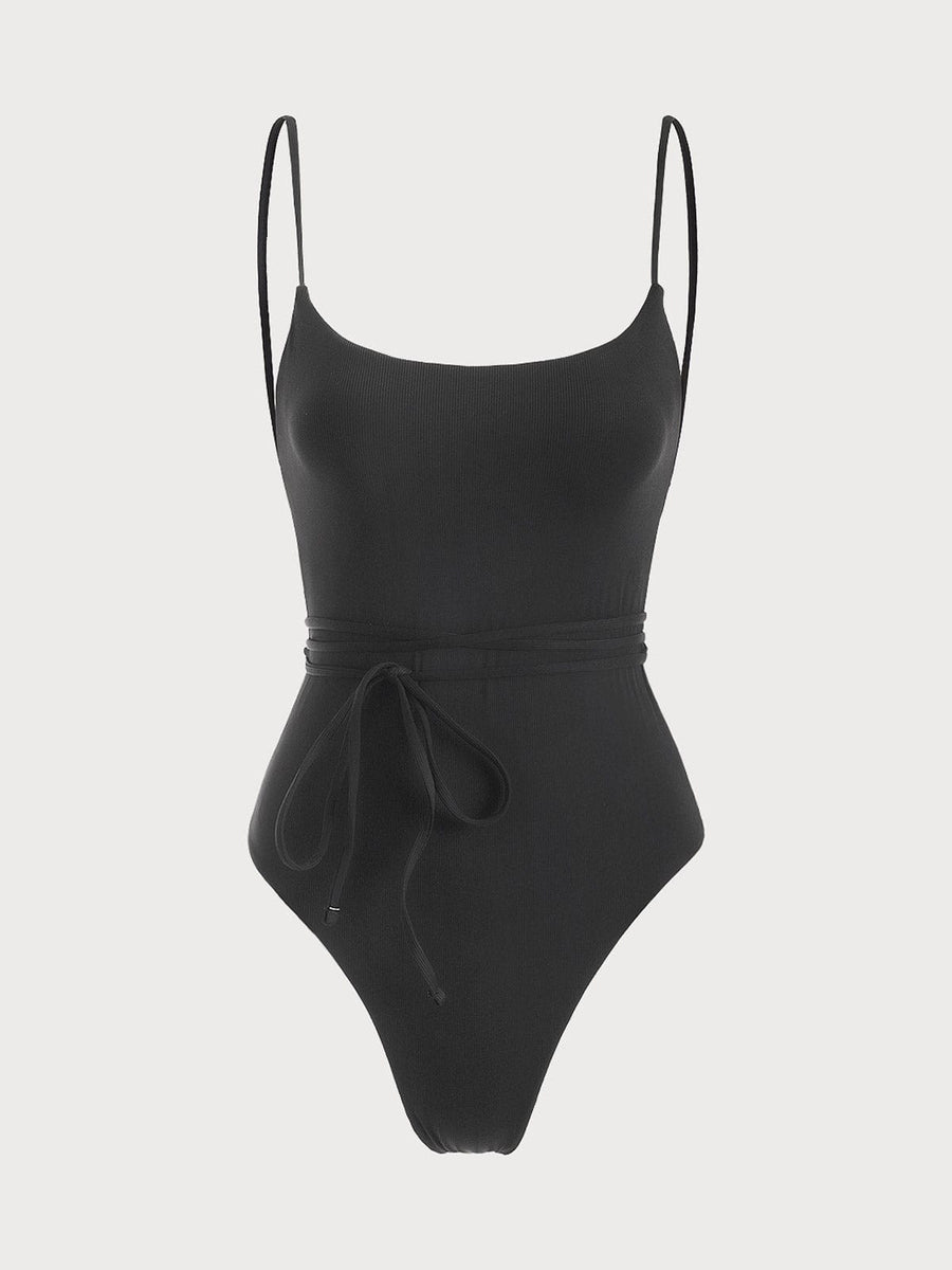 Backless Tie OnePiece Swimsuit & Reviews Black Sustainable OnePieces BERLOOK