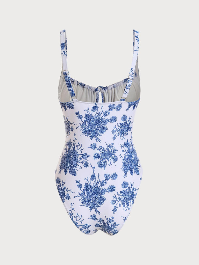 BERLOOK - Sustainable One-Pieces _ Tie Floral One-Piece Swimsuit