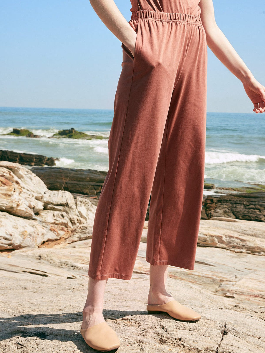 Solid Elastic Waist Pajama Pants & Reviews - Caramel - Sustainable  Sleepwear | BERLOOK