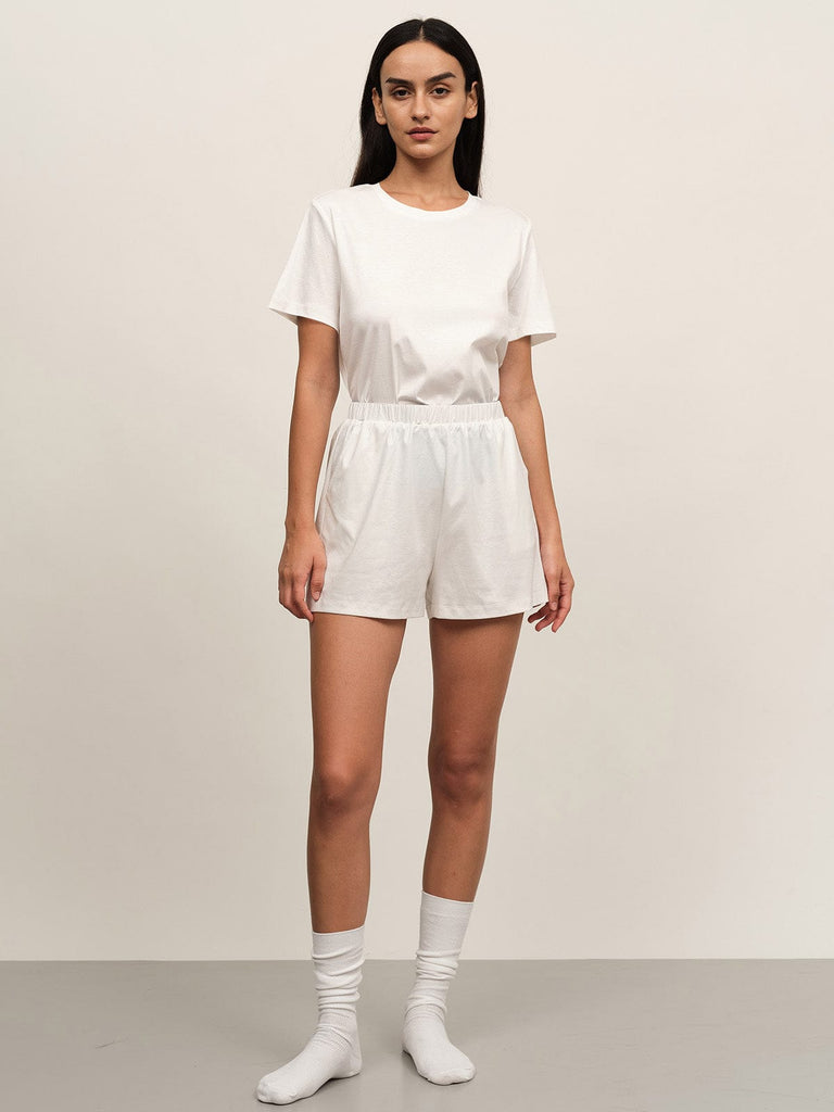 BERLOOK - Sustainable Pajama Sets _ White / S Solid Supima Cotton Pocket Shorts Set