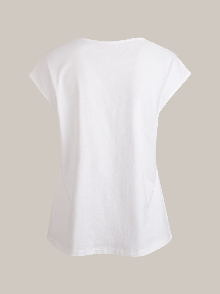 BERLOOK - Sustainable Tops _ Notched Cotton V-Neck Tee