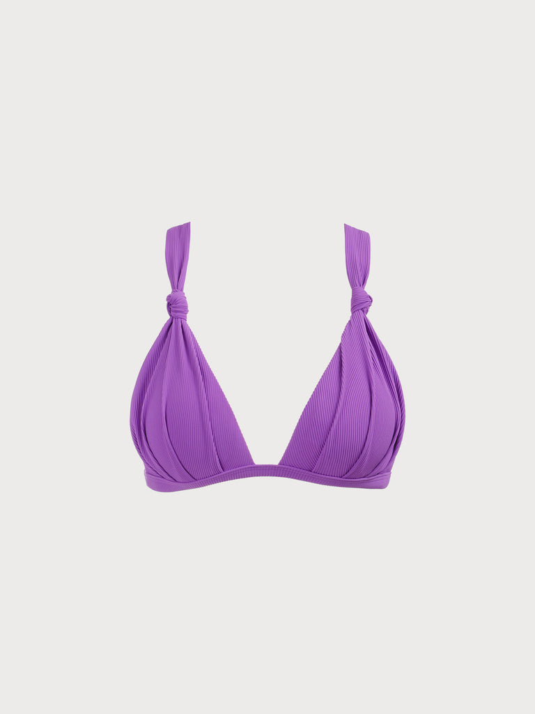 V-Neck Knot Triangle Bikini Top Purple Sustainable Bikinis - BERLOOK