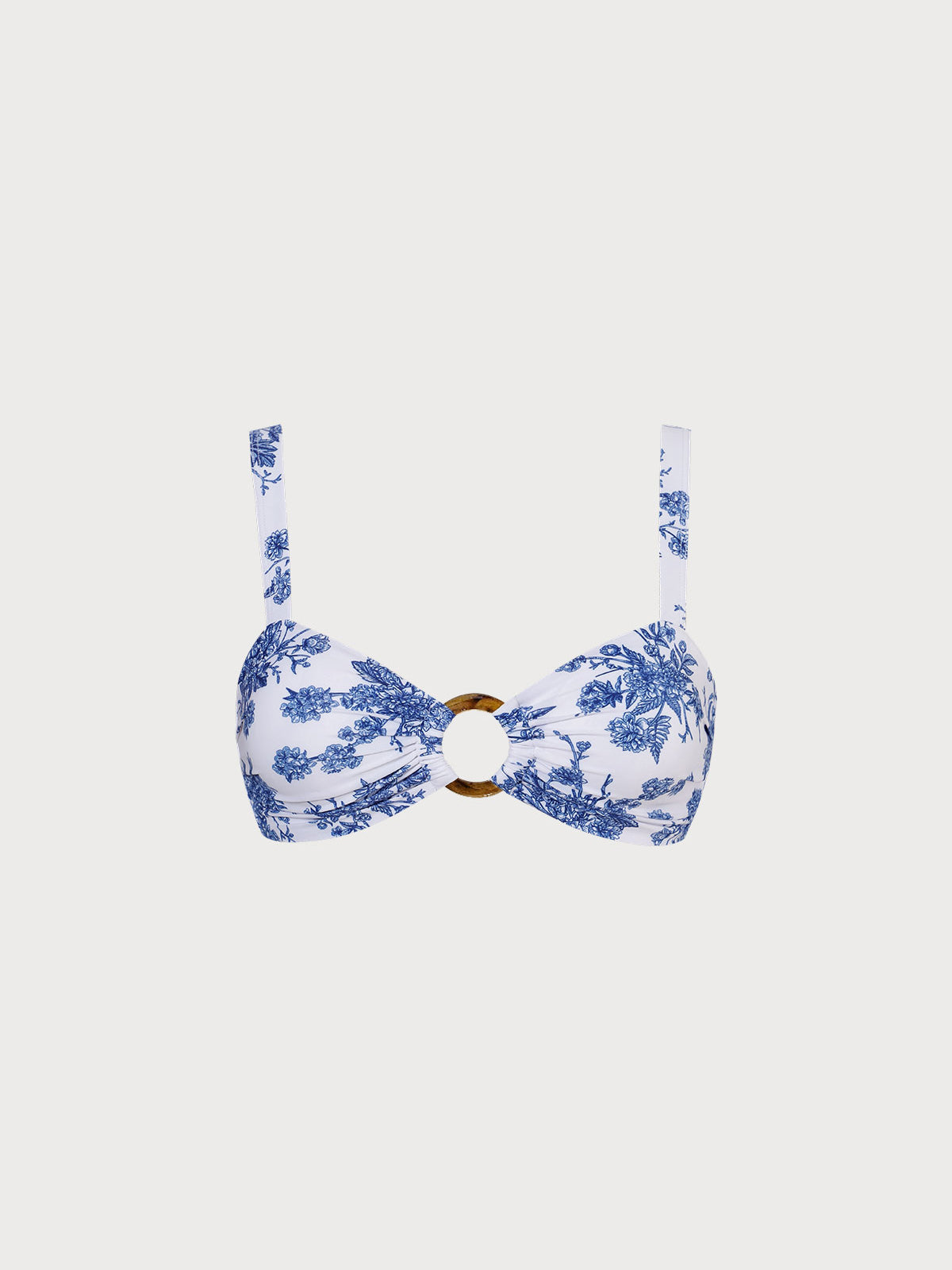 Ruched Cutout Floral Bikini Top - Bikini Tops - BERLOOK