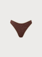 Dark Coffee Contrast Jacquard Bikini Bottom - Bikini Bottoms - BERLOOK