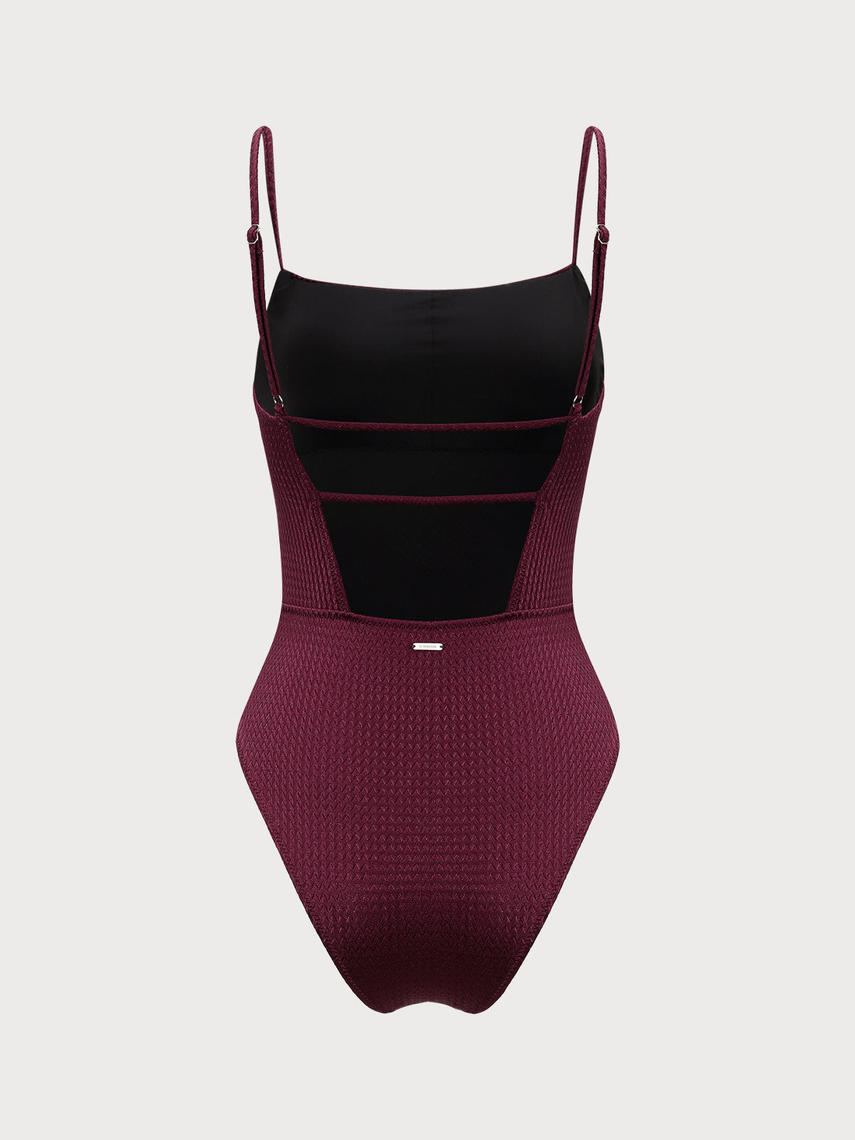 Burgundy Textured Backless One-Piece Swimsuit - One-Pieces - BERLOOK