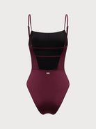 Burgundy Textured Backless One-Piece Swimsuit - One-Pieces - BERLOOK
