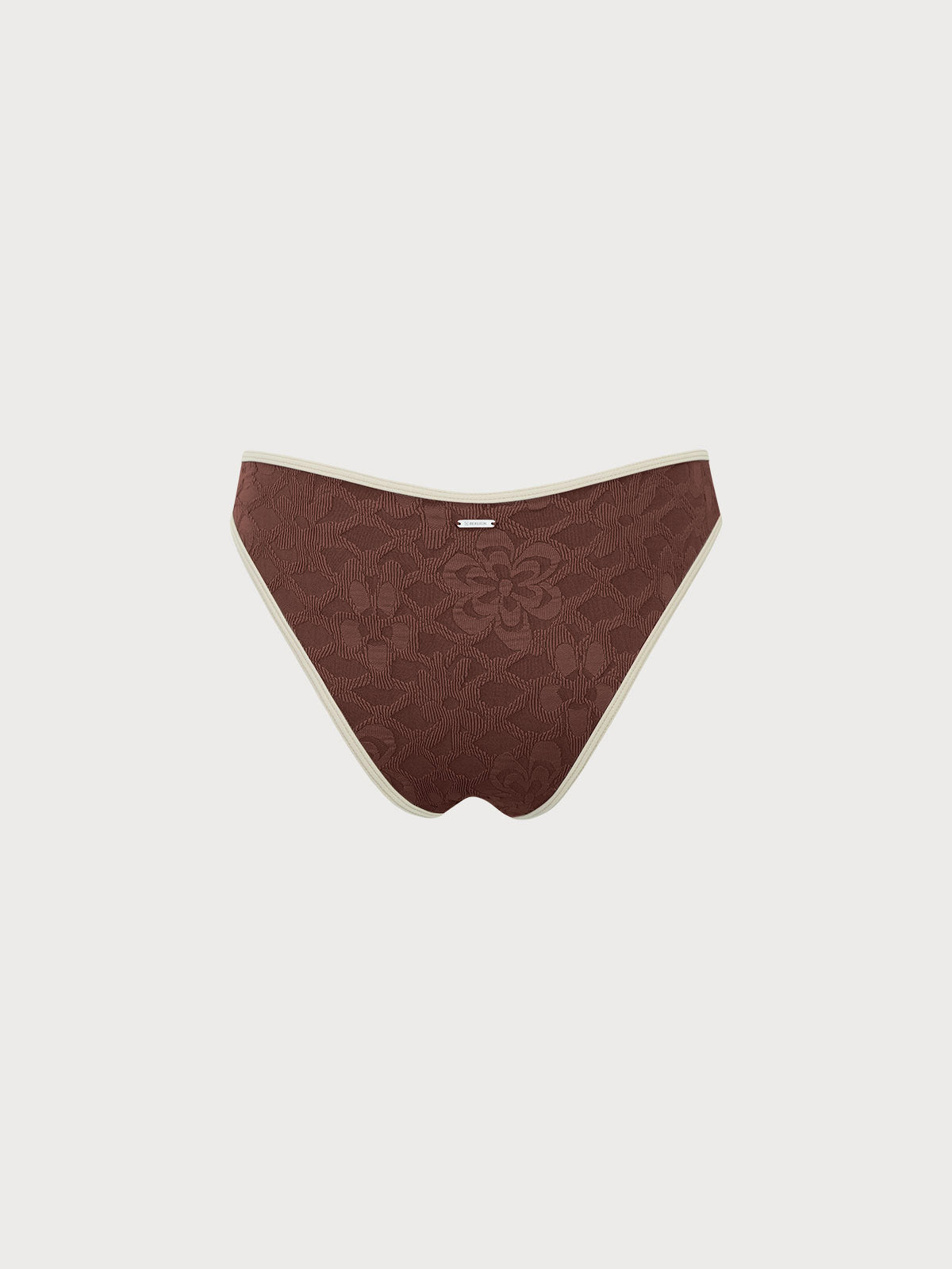 Dark Coffee Contrast Jacquard Bikini Bottom - Bikini Bottoms - BERLOOK