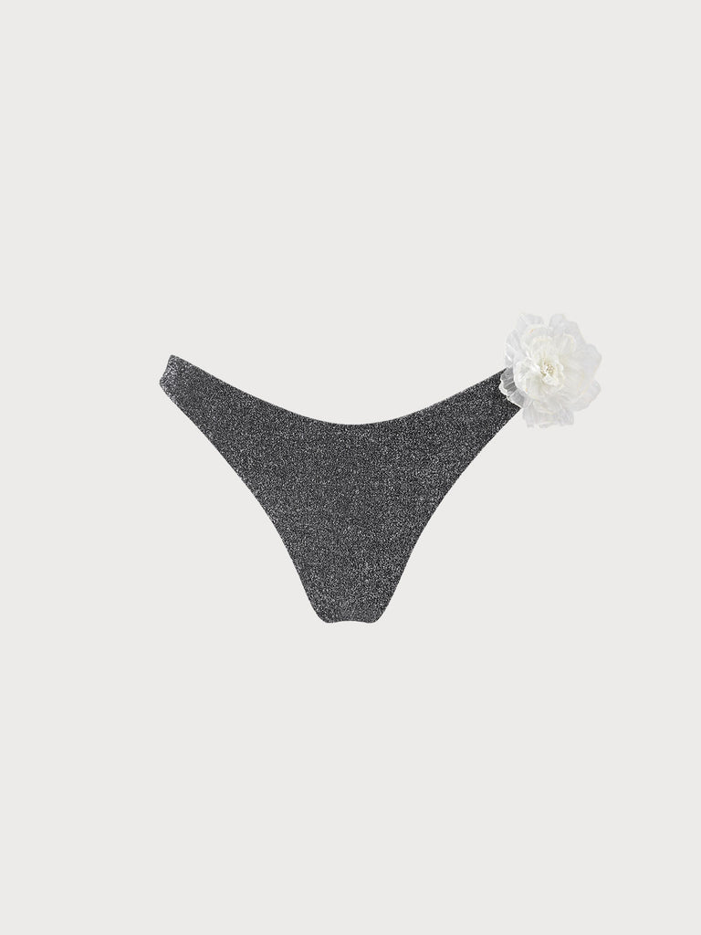 3D Flower Lurex Bikini Bottom Sustainable Bikinis - BERLOOK