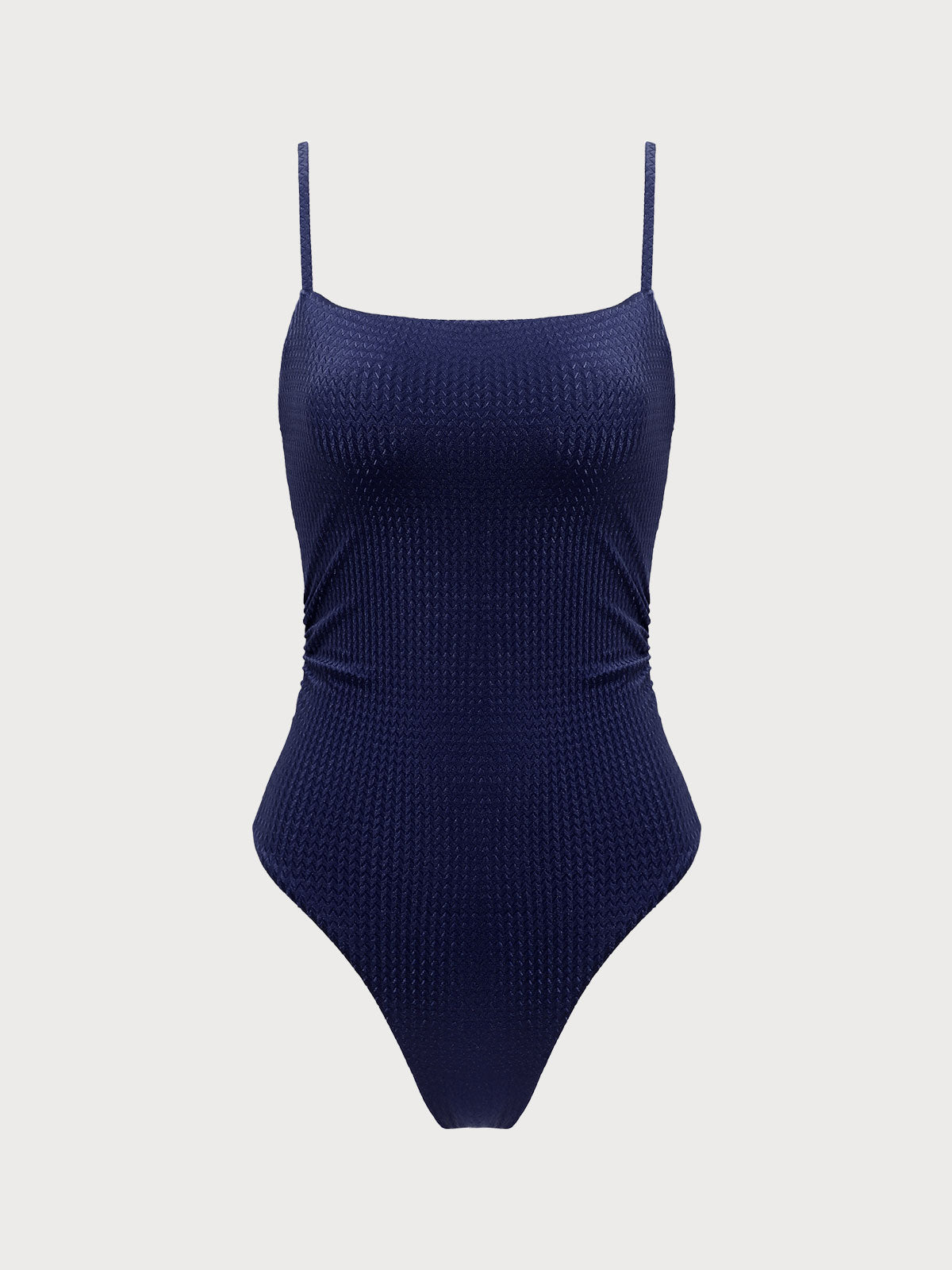 Navy Textured Backless One-Piece Swimsuit - One-Pieces - BERLOOK