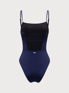 Navy Textured Backless One-Piece Swimsuit - One-Pieces - BERLOOK