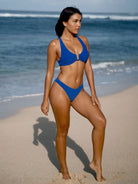 Navy Blue Solid Ribbed Bikini Bottom - Bikini Bottoms - BERLOOK