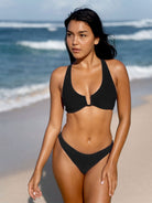 Black U-Ring Cross Back Bikini Top - Bikini Tops - BERLOOK