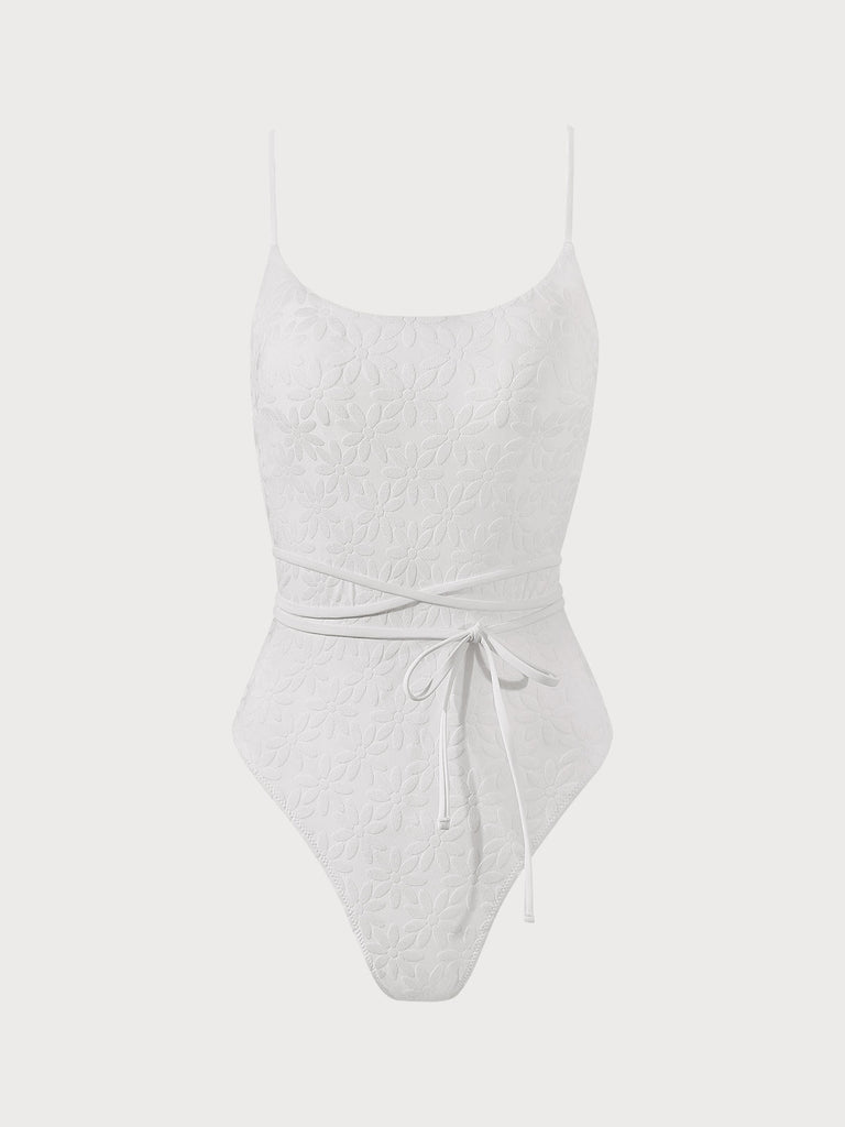 Backless Tie One-Piece Swimsuit White Sustainable One-Pieces - BERLOOK
