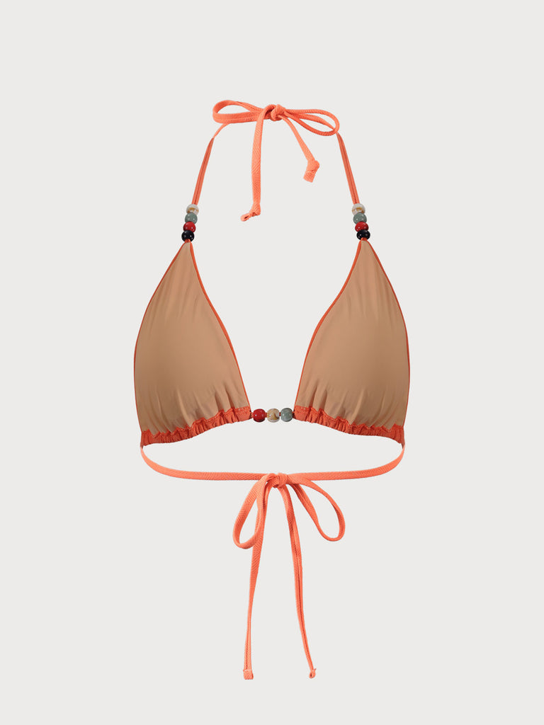 Beaded Halter Triangle Bikini Top Sustainable Bikinis - BERLOOK