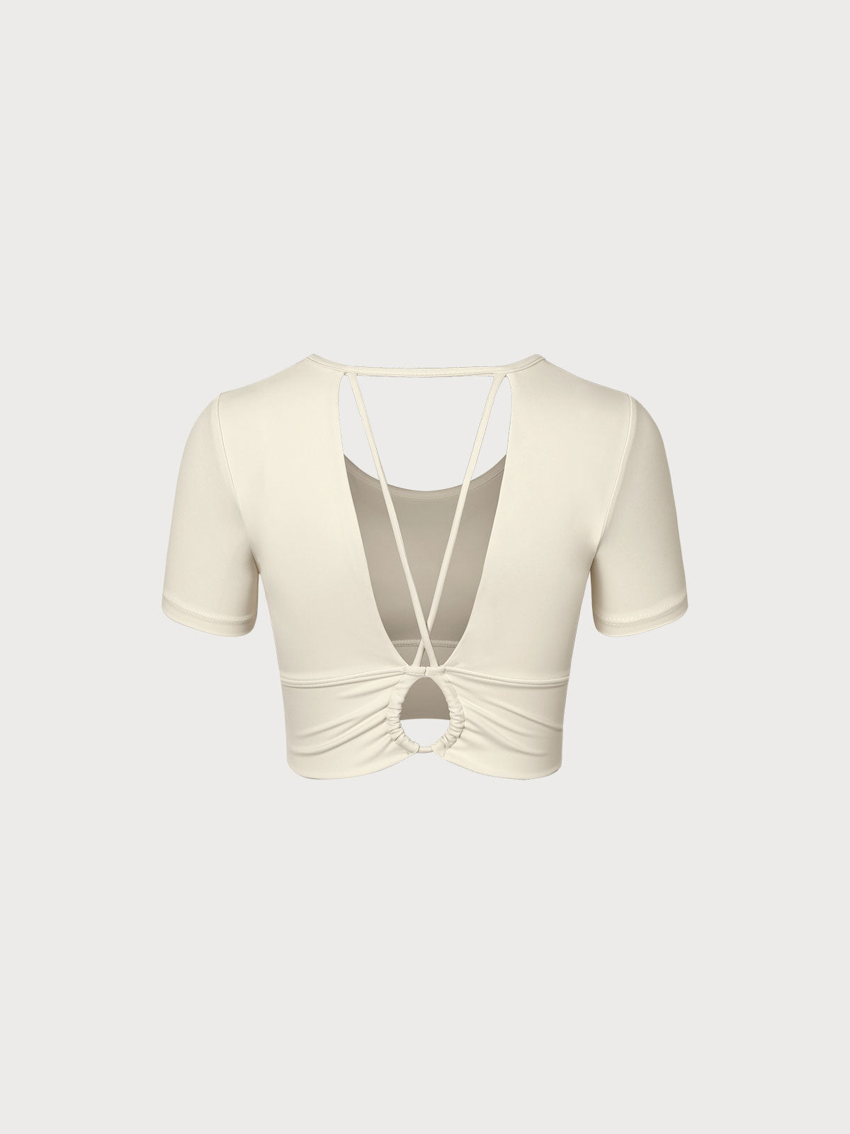 Beige Cut Out Short Sleeve Top & Reviews - Beige - Sustainable Yoga Tops