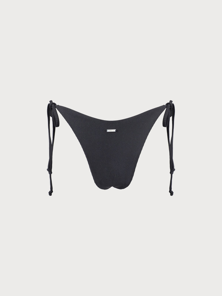 Black Beaded Side Tie Bikini Bottom Sustainable Bikinis - BERLOOK