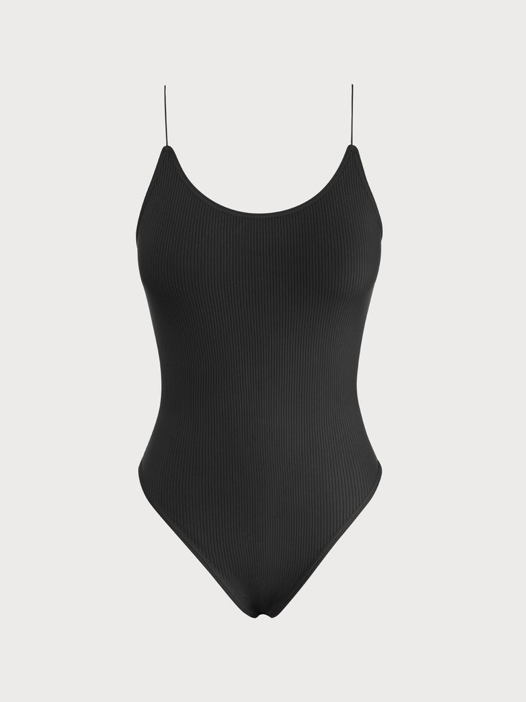 Black Criss-Cross Backless Sleeveless Bodysuit Black Sustainable Bodysuits - BERLOOK