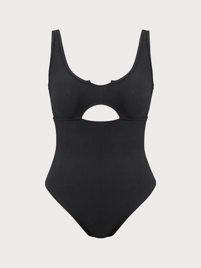Black Cut Out Plus Size One-Piece Swimsuit Black Sustainable Plus Size One-Pieces - BERLOOK