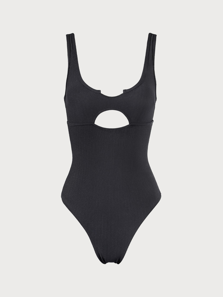 Black Cutout One-Piece Swimsuit Black Sustainable One-Pieces - BERLOOK