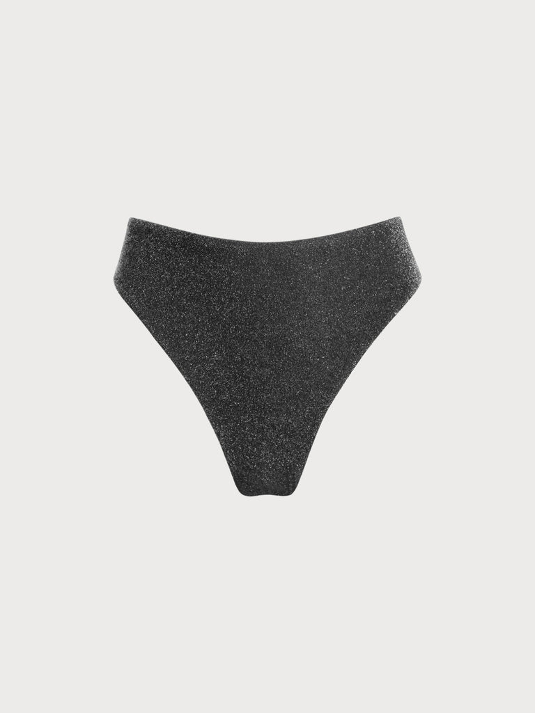 Black Lurex Bikini Bottom Sustainable Bikinis - BERLOOK