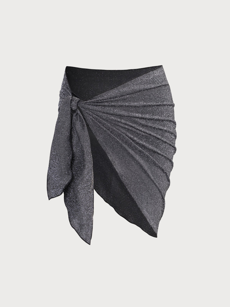 Black Lurex Cover-Up Skirt Black Sustainable Cover-ups - BERLOOK