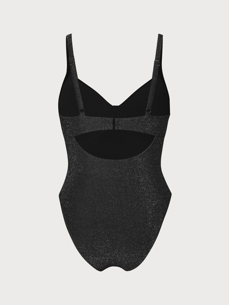 Black Lurex Underwire Plus Size One-Piece Swimsuit Sustainable Plus Size One-Pieces - BERLOOK