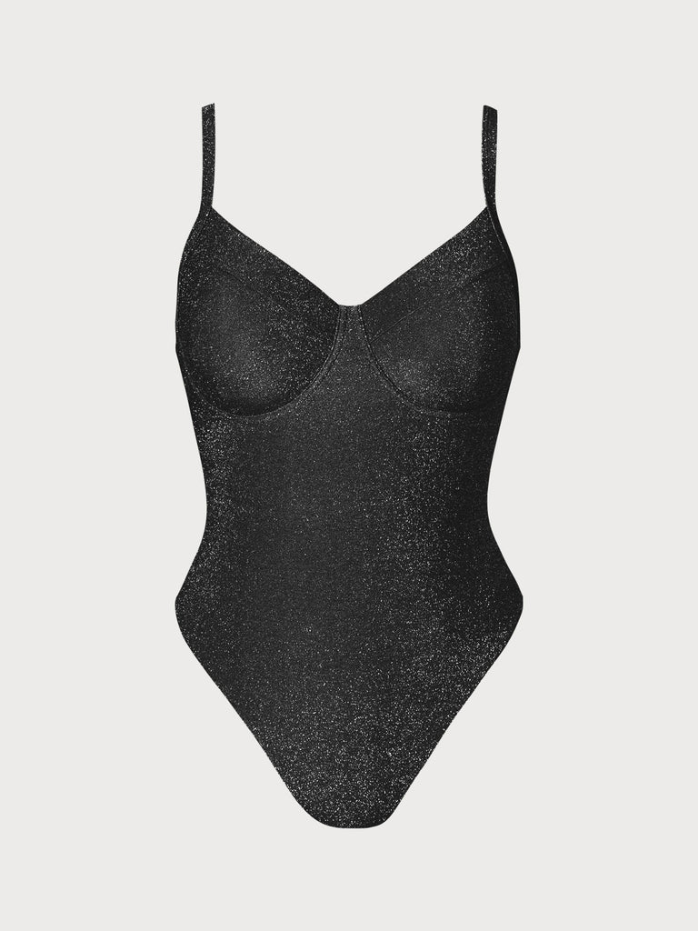 Black Lurex Underwire Plus Size One-Piece Swimsuit Sustainable Plus Size One-Pieces - BERLOOK