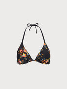 Black Reversible Floral Halter Bikini Top Sustainable Bikinis - BERLOOK