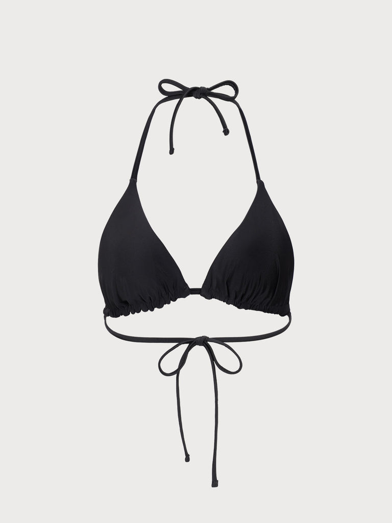 Black Reversible Floral Halter Bikini Top Sustainable Bikinis - BERLOOK