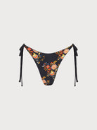 Black Reversible Floral Tie Bikini Bottom Sustainable Bikinis - BERLOOK