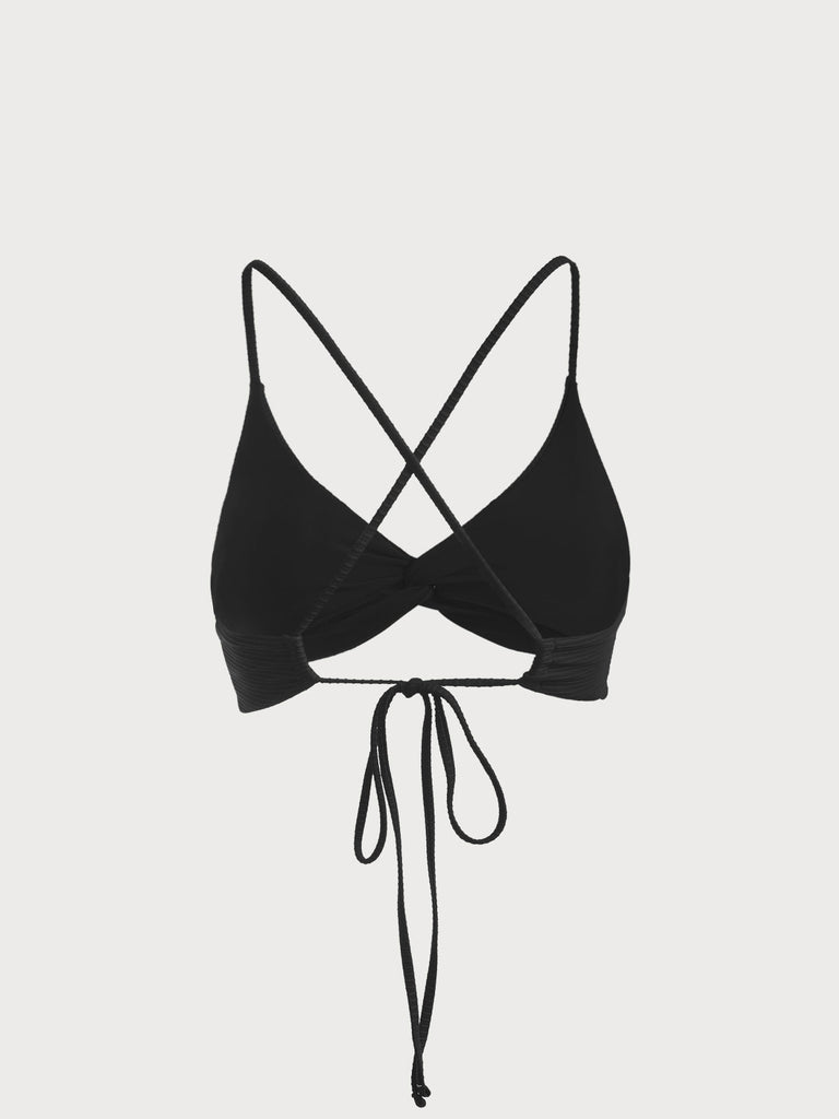 Black Twist Backless Bikini Top Sustainable Bikinis - BERLOOK
