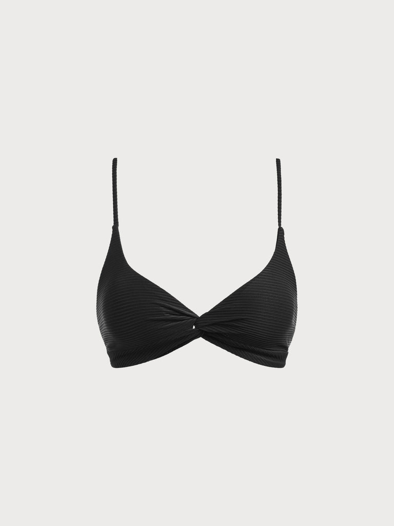 Black Twist Backless Bikini Top Sustainable Bikinis - BERLOOK