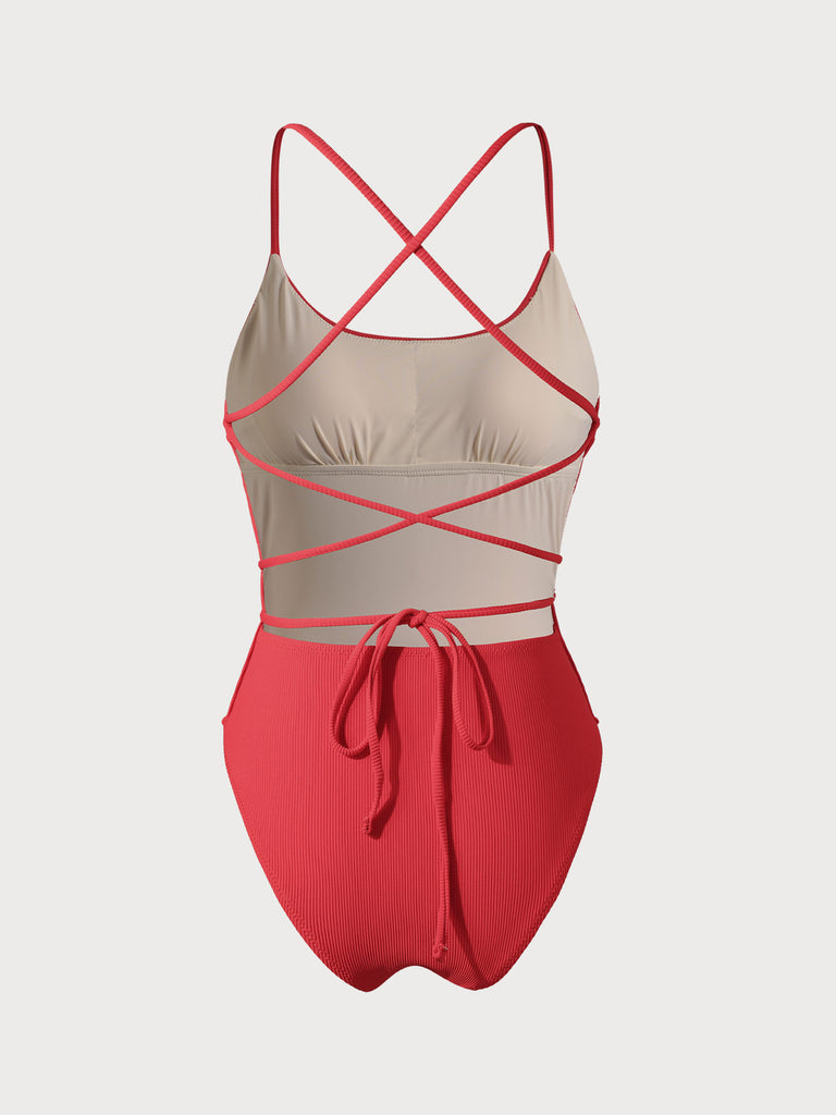 Blue Backless Tie One-Piece Swimsuit Sustainable One-Pieces - BERLOOK
