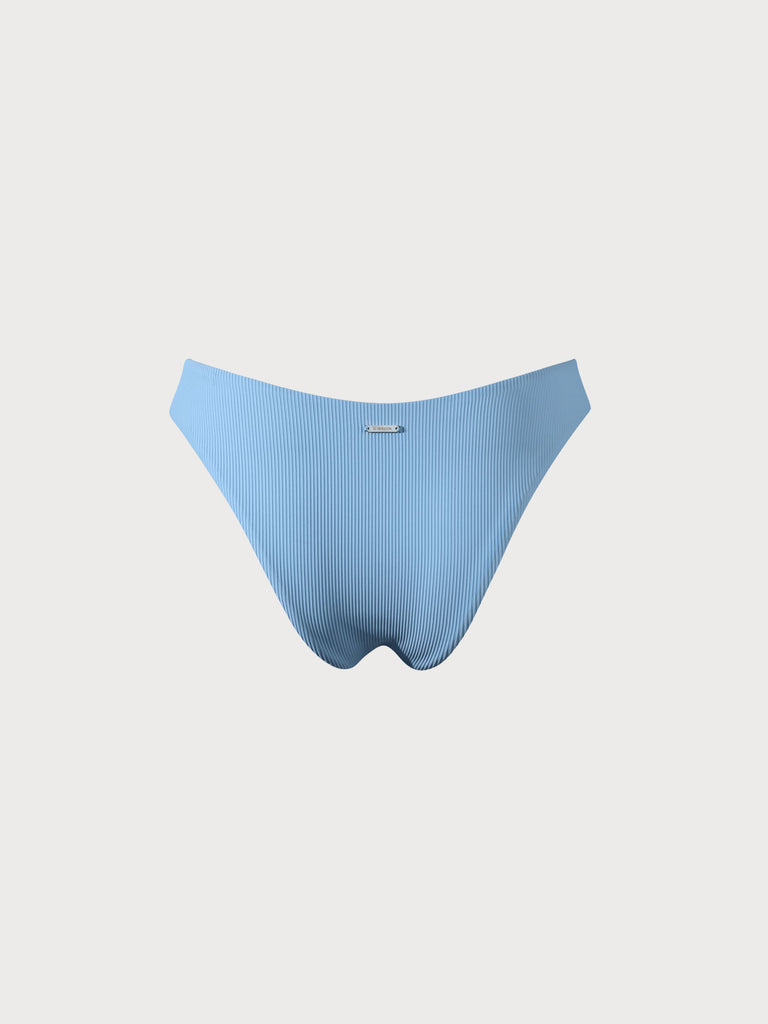 Blue Contrast Trim Cut Out Bikini Bottom Sustainable Bikinis - BERLOOK