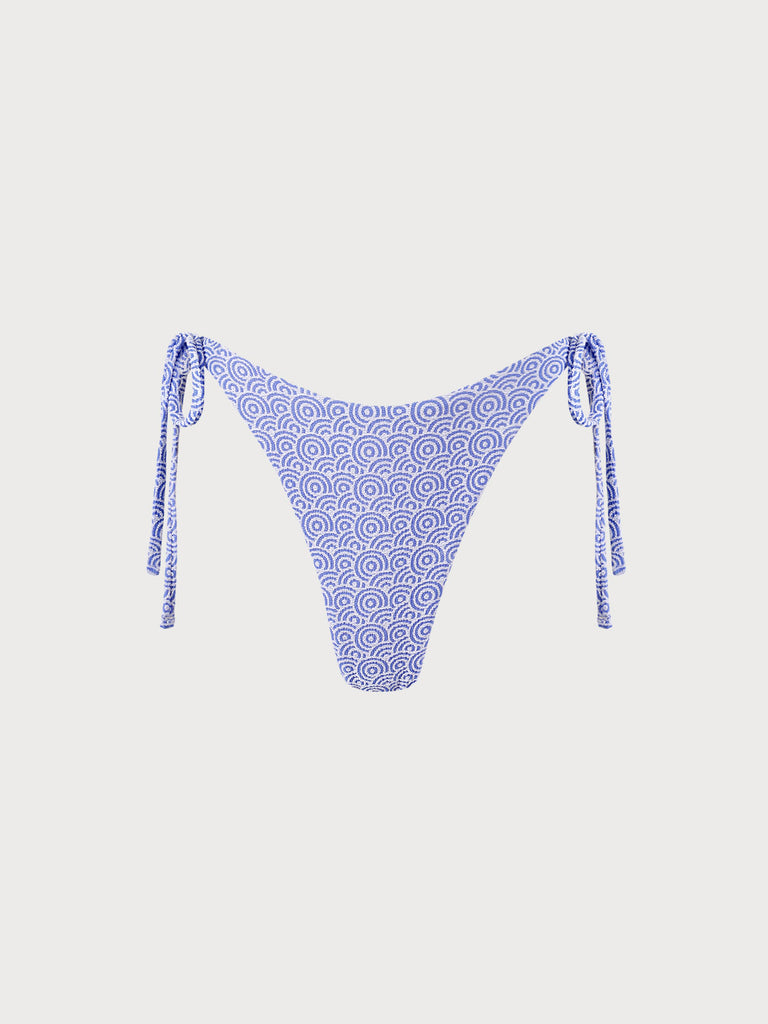 Blue Jacquard Tie Bikini Bottom Sustainable Bikinis - BERLOOK