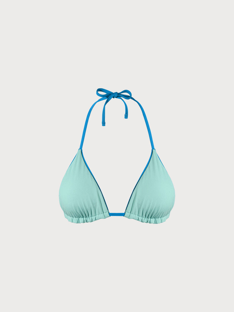 Blue Reversible Halter Triangle Bikini Top Sustainable Bikinis - BERLOOK