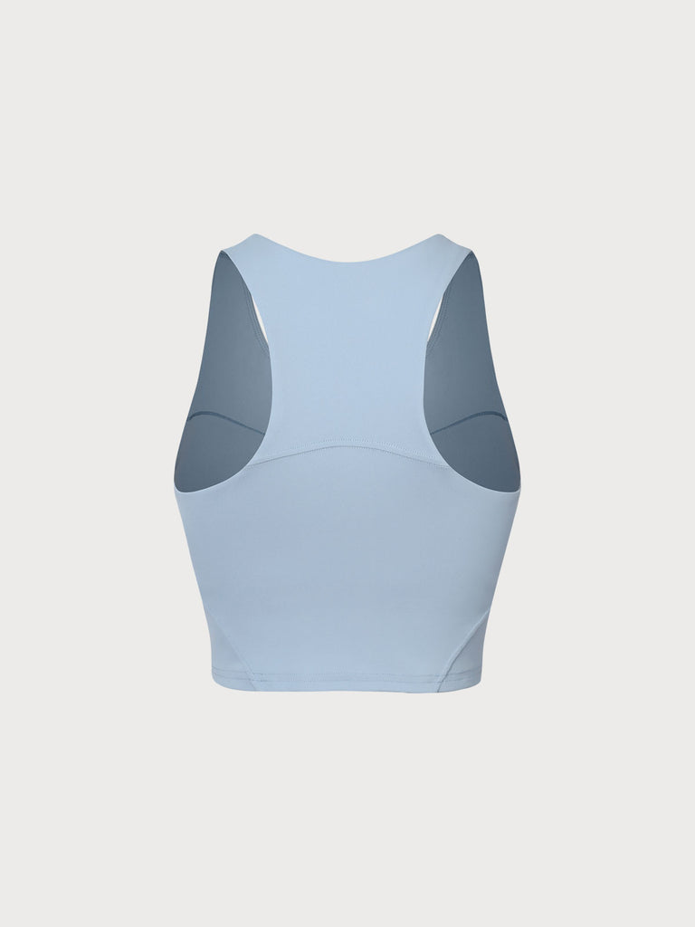 Blue Round Neck Tank Top Sustainable Yoga Tops - BERLOOK