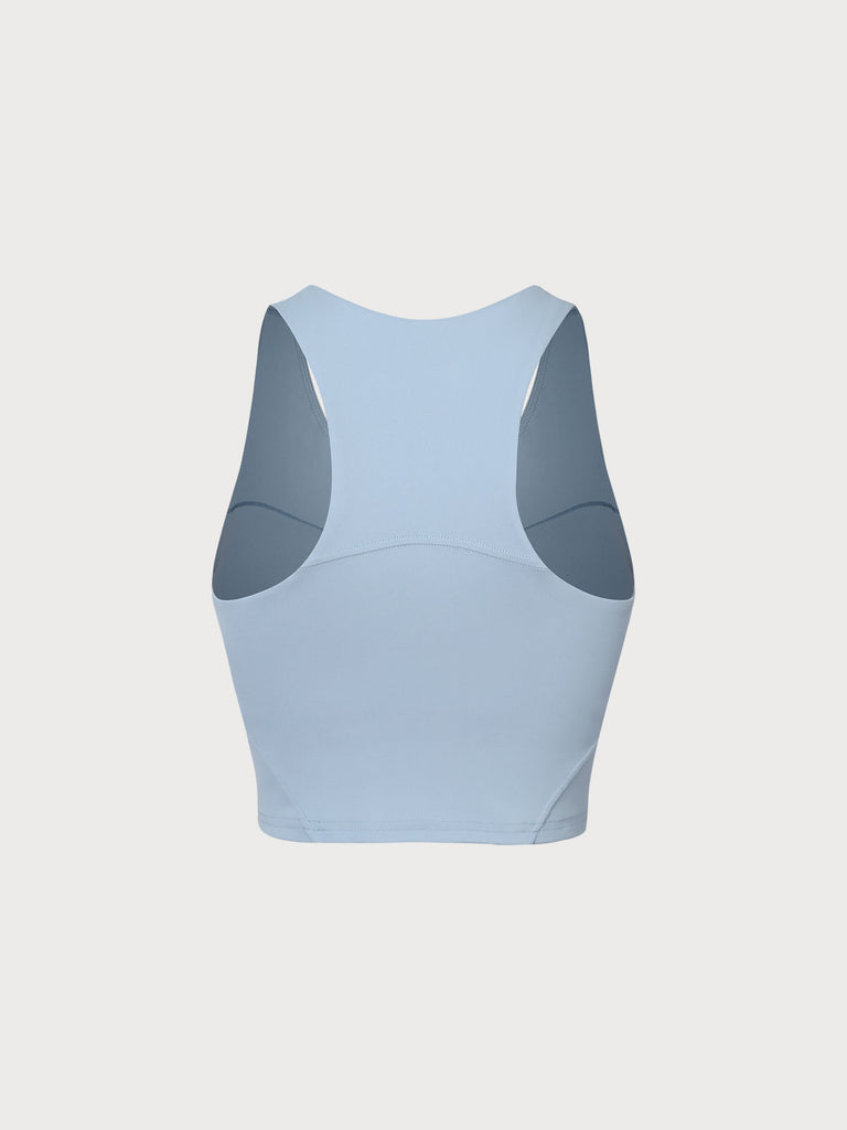 Blue Round Neck Tank Top Sustainable Yoga Tops - BERLOOK