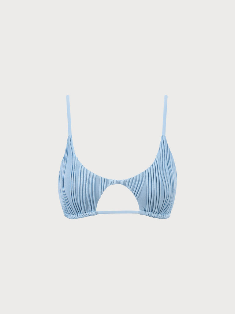 Blue Water Ripple Cut-Out Bikini Top Blue Sustainable Bikinis - BERLOOK