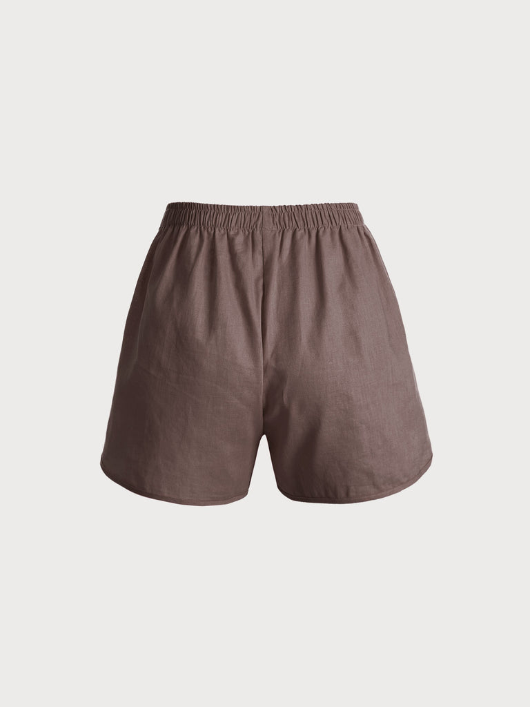 Coffee Linen Shorts Sustainable Cover-ups - BERLOOK