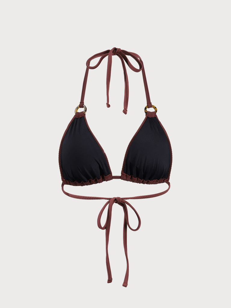 Coffee O-Ring Halter Triangle Bikini Top Sustainable Bikinis - BERLOOK