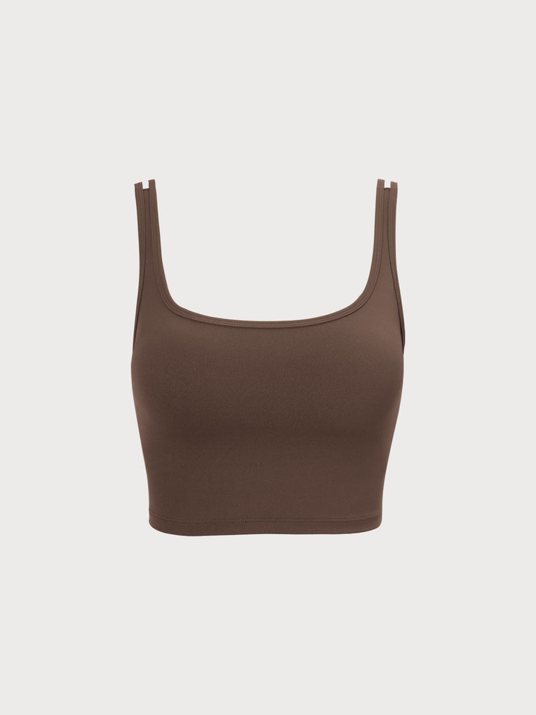 Coffee Square Neck Cami Top Coffee Sustainable Yoga Tops - BERLOOK