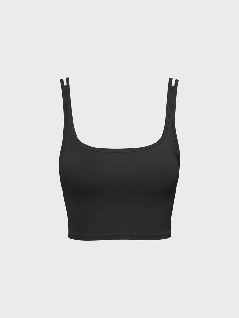 Coffee Square Neck Cami Top Sustainable Yoga Tops - BERLOOK