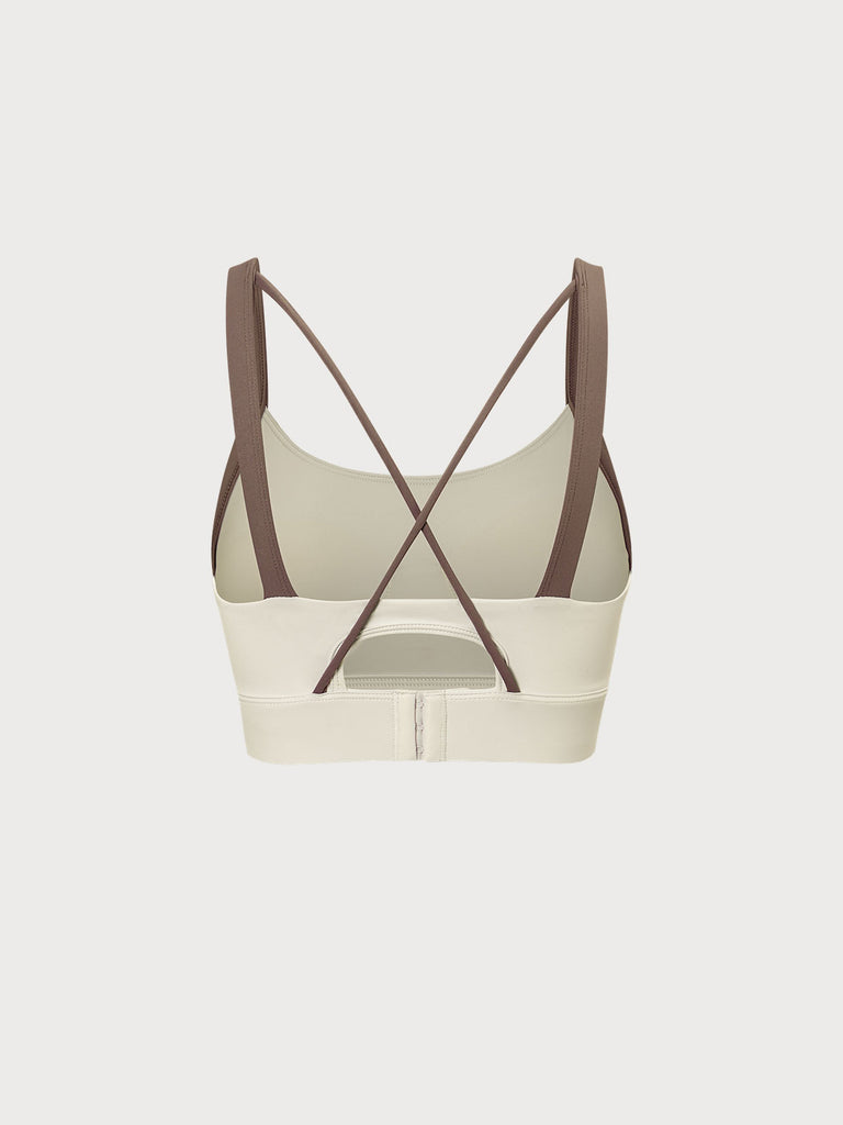 Contrast Strap Sports Bra Sustainable Yoga Tops - BERLOOK