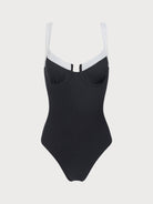Contrast Trim Knotted One-Piece Swimsuit Sustainable One-Pieces - BERLOOK